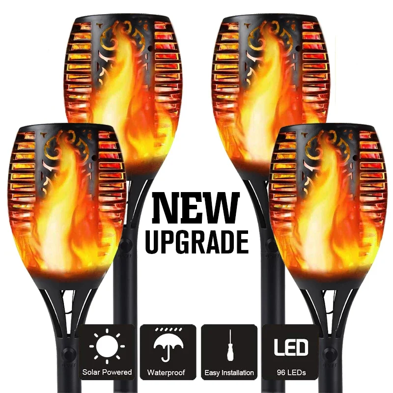 

12/33/51/96 LED Solar Flame Lamp Outdoor Torch Lights Safety Waterproof Light Flicker Lights for Garden Decoration Lawn Patio