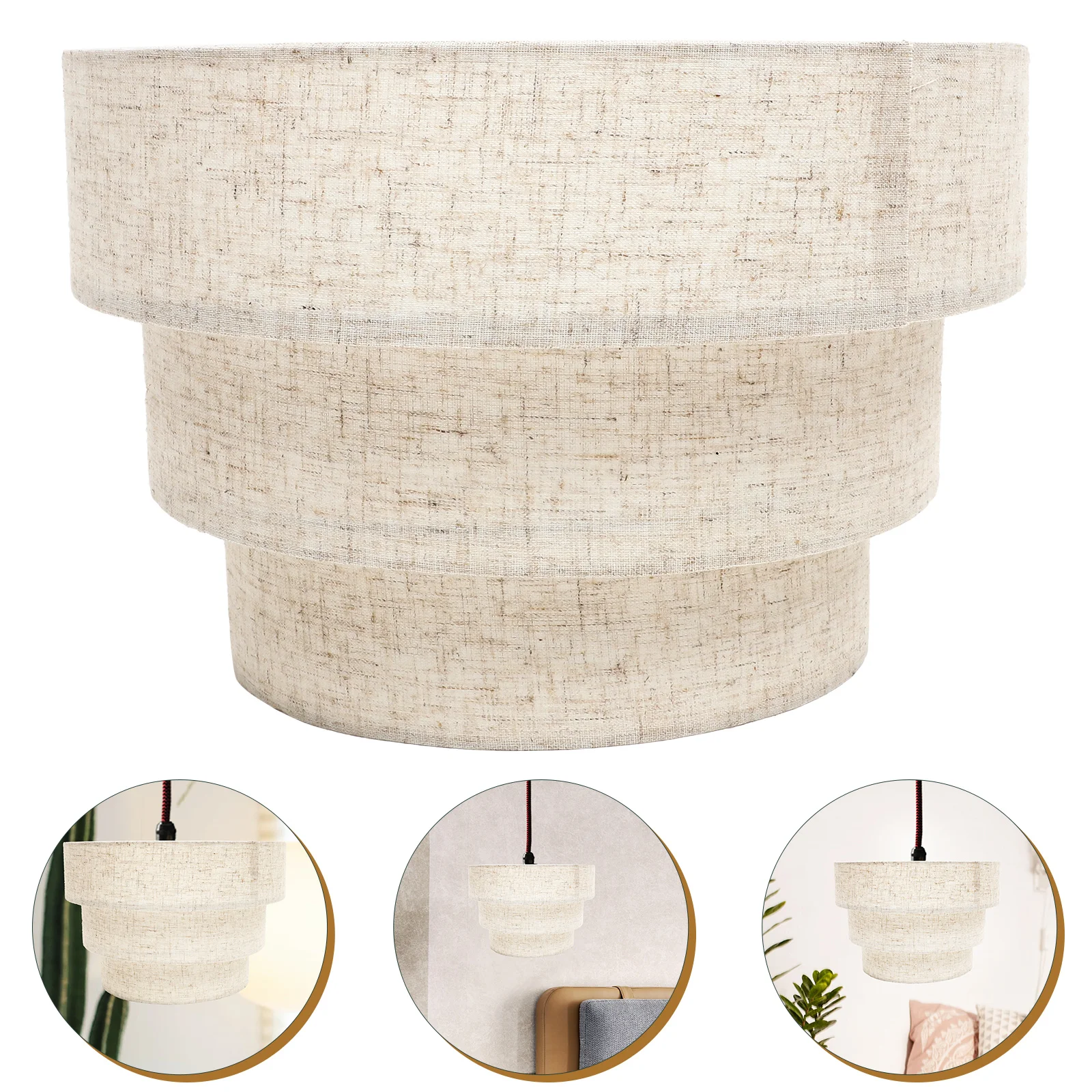 

Three Layer Fabric Lampshade Hanging Shades Drum Chandelier Floor Linen Extra Large Lampshades Tier Cloth Modern