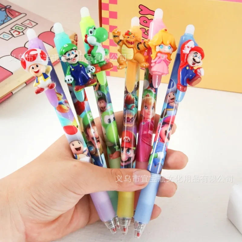 Фото Набор из 6/12 стираемых ручек Mario Touch Pen 3D с мультяшным дизайном, гладкие и легко стираемые, для студентов, подарок, канцелярские товары №3