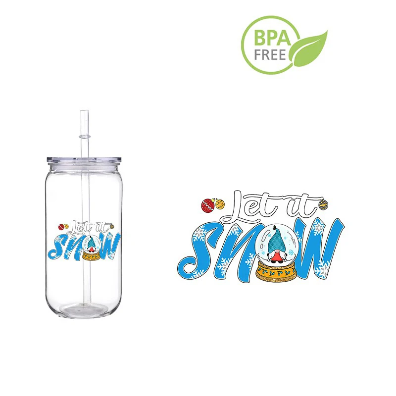 Рождественский синий карлик с 3D-печатью пластиковый соломенный стакан для