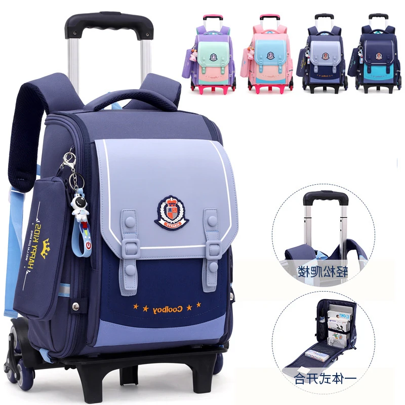 Child Rolling Backpack Student school bag for kids Trolley school backpack for wheeled bag 6 -12 years Children travel Suitcase