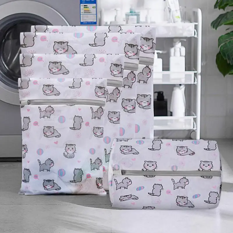 

Laundry Bag Dirty Clothes Wash Mesh Bag Clothing Care Protection Washing Net Filter Bra Underware Cat Laundry Pouch with Zipper