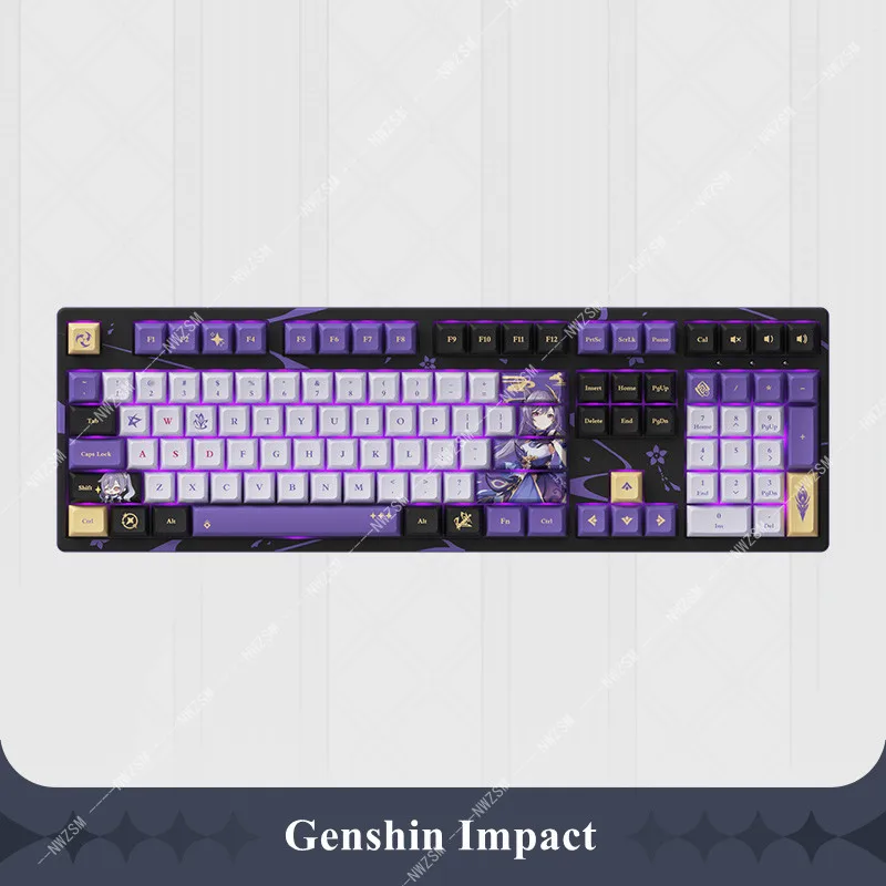 

Genshin Impact Keqing Mechanical Keyboard keycap with Neon Quickrain Theme cosplay