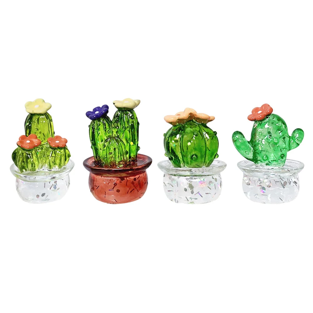 

4 Pcs Mini Resin Figurines Crystal Decor Home Tabletop Decoration Car Decor Car Ornaments Crafts Miniature Plants Figurine