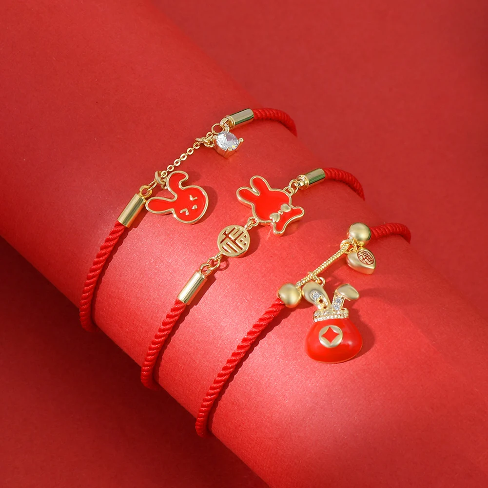 

Chinese Style Lovely Rabbit Bracelet For Women Girl Festival High Value Gift Tiger Stone Link Chain Bracelet Jewelry Accessories