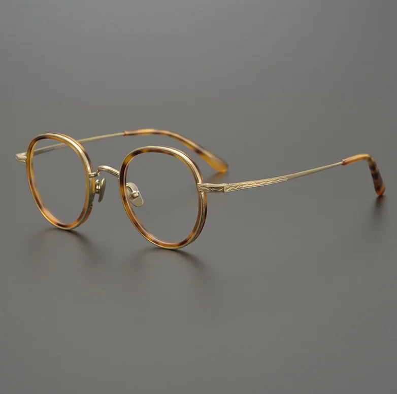 Очки в круглой оправе из чистого титана для мужчин и женщин винтажные оптические