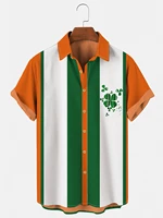 hawaiian clover 3d mens shirt with lapel and one button short sleeve shirt large top 5xl hot in summer 2022