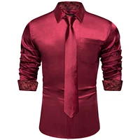 red yellow splicing contrasting colors shirts for men long sleeve mens dress shirt designer stretch satin men clothing blouses