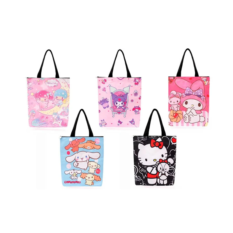 Аниме Kawaii Sanrioed Kittys Cinnamorol Littletwinstars My Melody Kuromi шоппинг Холщовая Сумка для детей девочки подарок на день рождения
