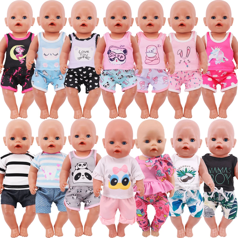 Милый топ + шорты для кукол-новорожденных 43 см, аксессуары для одежды, американская кукла-девочка 18 дюймов, игрушки нашего поколения Nenuco