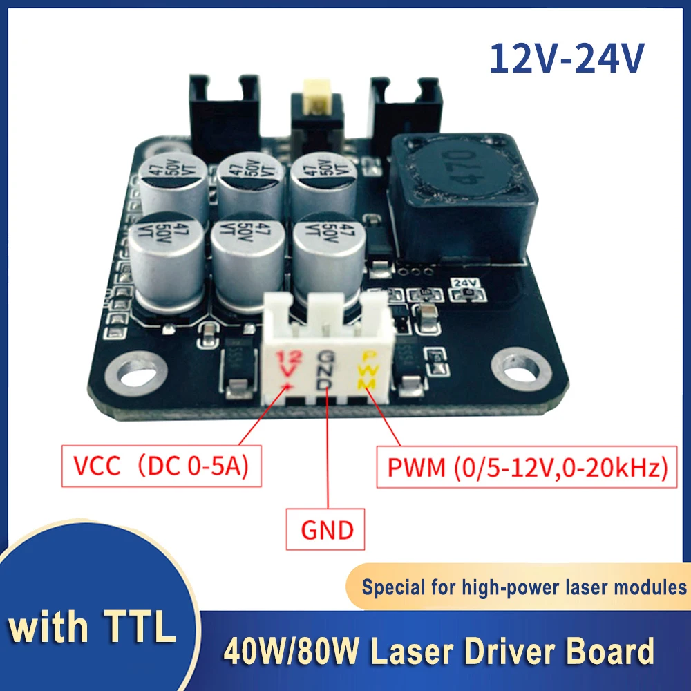 Плата лазерного драйвера DIY 12-24 в 15 Вт 40 Вт 80 Вт, плата лазерного драйвера с синим лазером и ШИМ/TTL для лазерной гравировки головок, детали