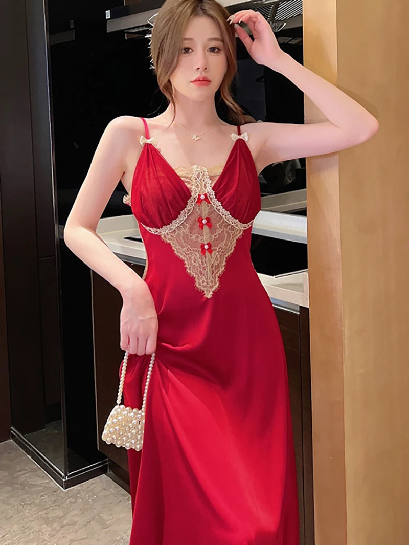 Кружевная французская Сексуальная подвесная Пижама ночное платье золотой