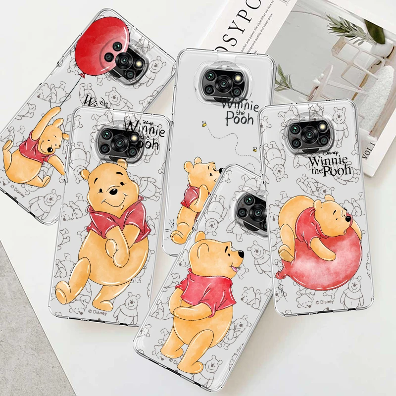 

Pooh Bear Cartoon For Xiaomi Poco X5 C55 C50 M5 M4 X4 X3 F3 GT NFC M3 C3 M2 X2 Pro Silicone Transparent Phone Case Coque Capa
