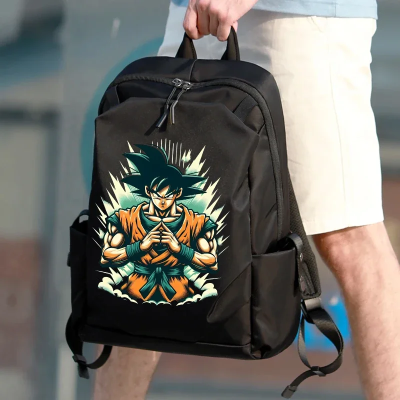 Фото Мужской рюкзак Dragones Ball Z, модный черный школьный рюкзак на плечо для мужчин, дизайнерский водонепроницаемый спортивный дорожный мужской рюкзак из холста №4