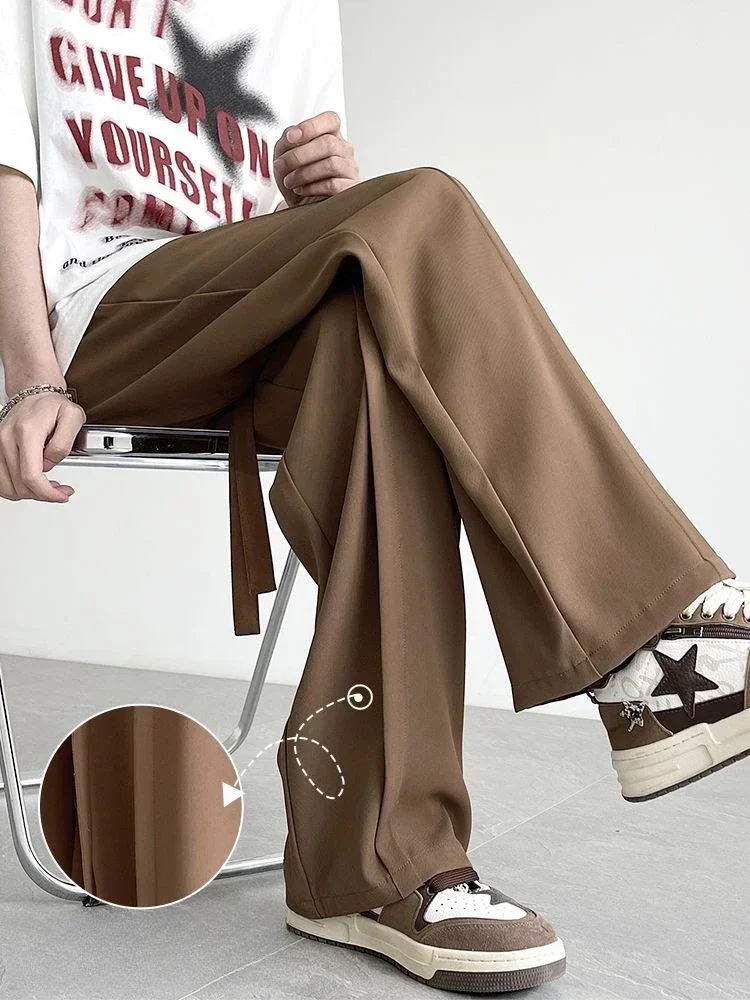 Брюки мужские прямые из полиэстера модные брюки-слаксы Классическая формальная