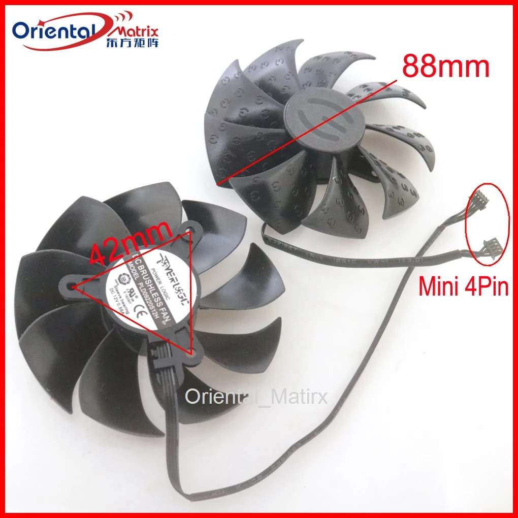 Вентилятор Охлаждения видеокарты 2 шт./лот PLD09220S12H 12 В 0,55a 88 мм 4 контакта для EVGA RTX2060 RTX2070 RTX2080 RTX2080TI Ultra