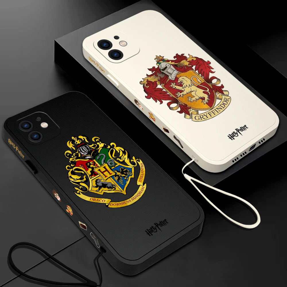 

Harry Potter Academy Logo Phone Case For iPhone 14 13 12 11 Pro Max Mini X XR XS MAX SE20 8 7 Plus 6 Plus Cases with Hand Strap