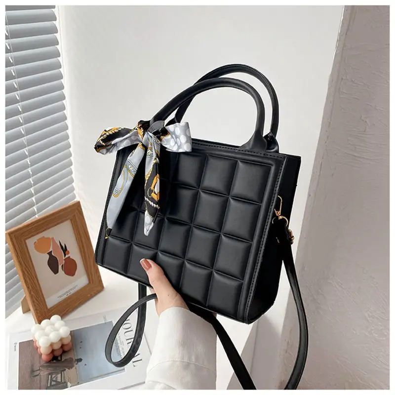 Luxury Women Handbag Single Strap Bag For Women PU Leather Plaid Top...