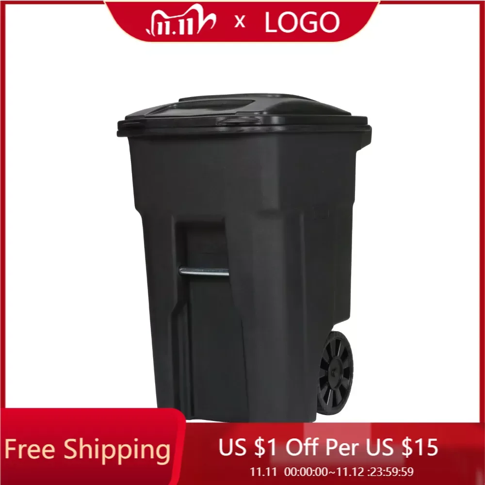 

Мусорная корзина большой емкости 48 галлонов, черная мусорная корзина с колесами и крышкой