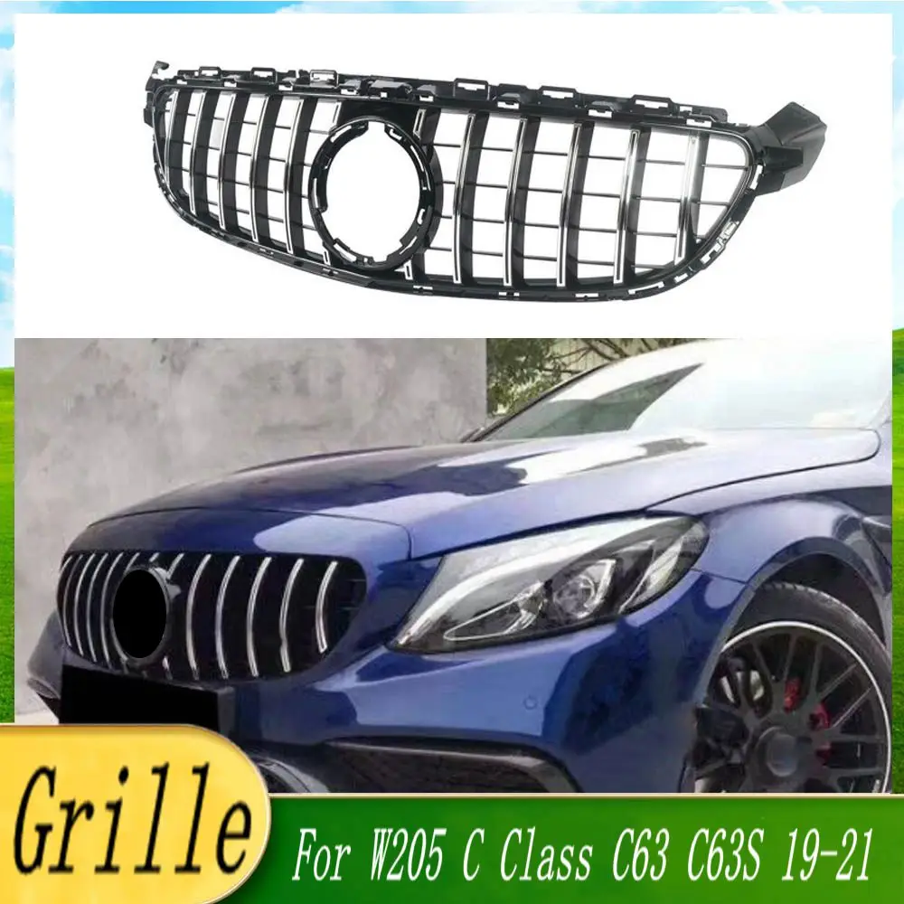 

Front Bumper Upper Grille facelift GT Style Racing Grill For Mercedes-Benz C-Class W205 C63 C63S 2019 2020 2021 Car Accessory