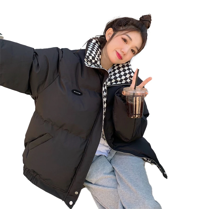 

DAFENP Winter Khaki Down Cotton Jacket Women Zipper Loose Padded Korean Coat Female Solid Thickening Warm Puffer Parkas Jackets