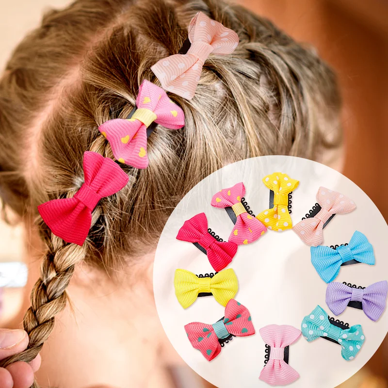 

10pcs Grosgrain Ribbon Bowknot Toddler Hair Clips Handmade Bows Baby Girls Barrettes Bangs Hairpins Photo Props Hair Accessories