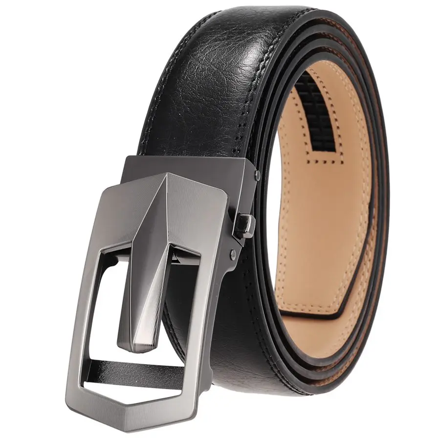 Leather Belts for Men NEW Men's Comfort Genuine Leather Ratchet Dress Belt with Automatic Click Buckle Belt Wide:35mm Coffee\bla