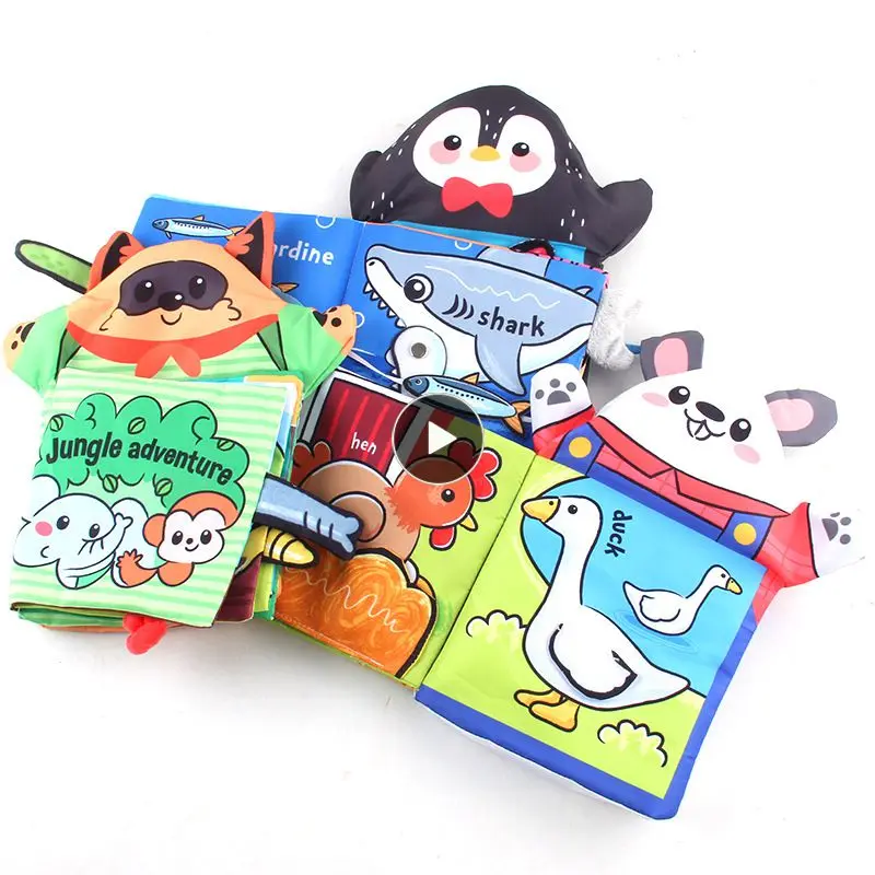 

Infant Early Education Cloth Book Two-in-one Three-dimensional Hand Puppet Cloth Book Tear-proof Animal Tail Palm Book