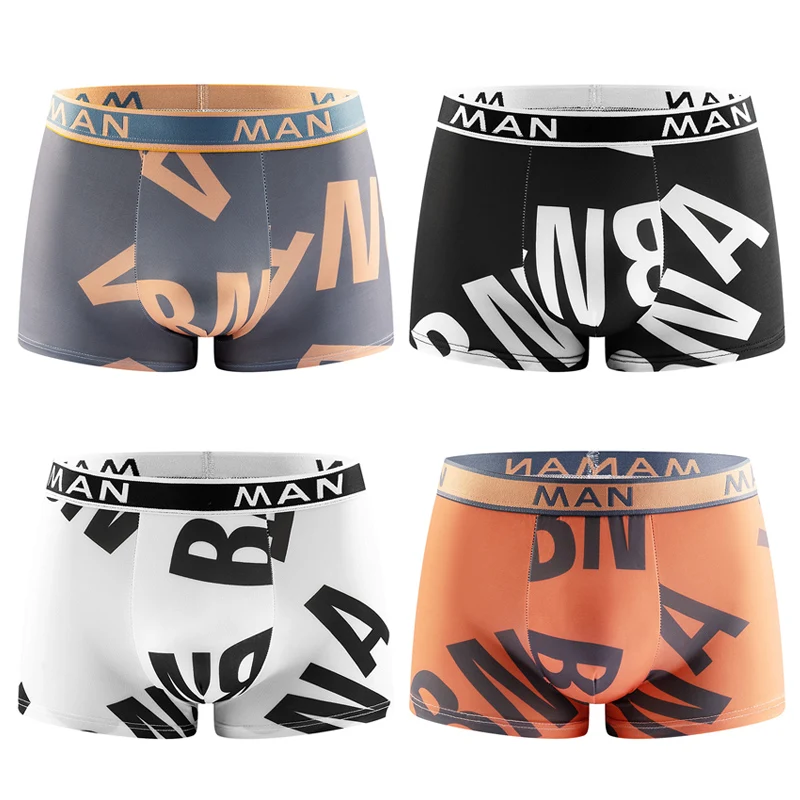3pcs/lot Fashion Men Panties Seamless Letter Printed Underpants Breathable Man Underwear Plus Size Male Boxer calzoncillo hombre