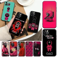cute squid game tv red green apple case for iphone 11 12 13 mini pro max xs x xr 7 8 6 6s plus se 2020 soft silicone cases cover