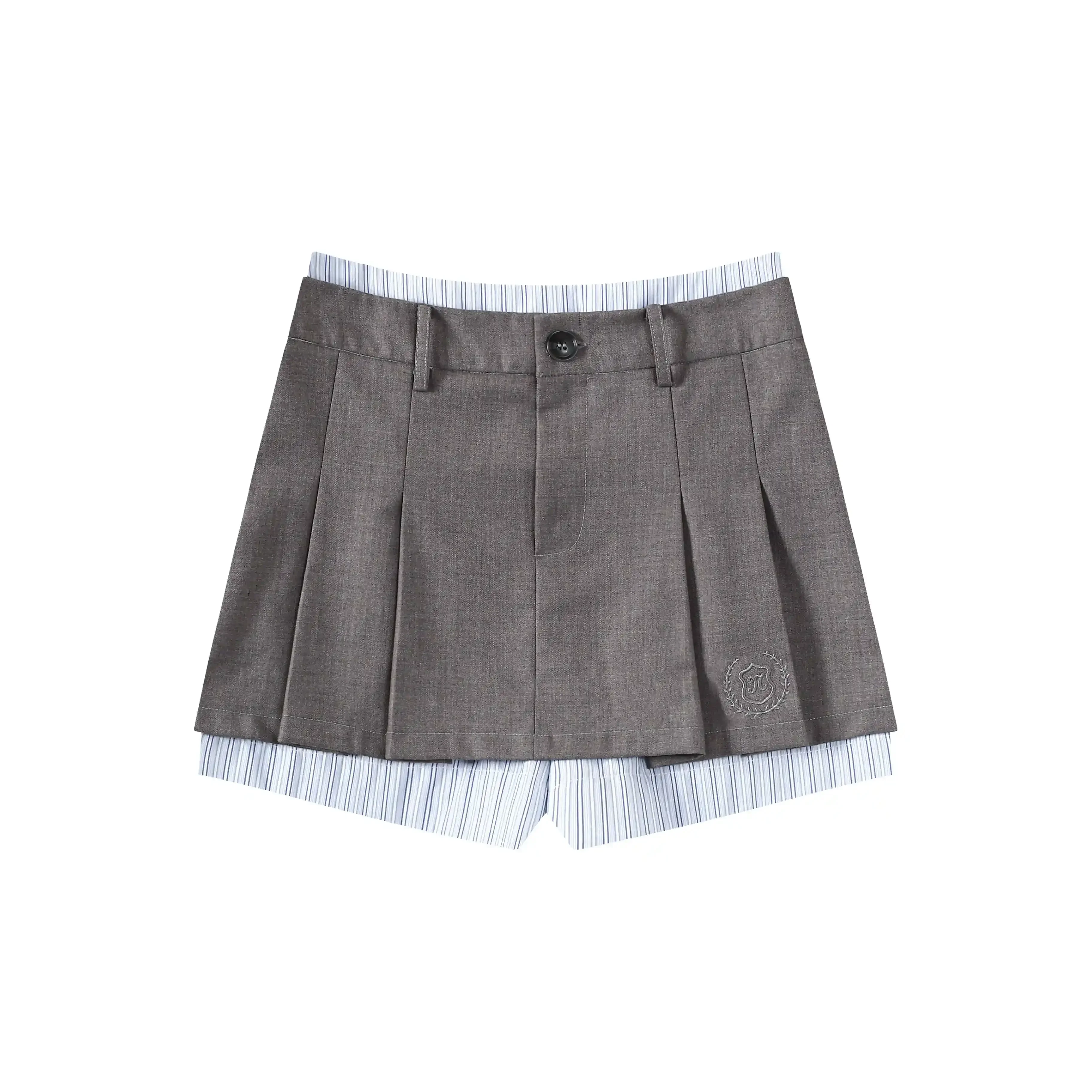 Женский костюм-двойка в клетку блузка полоску и плиссированная короткая юбка