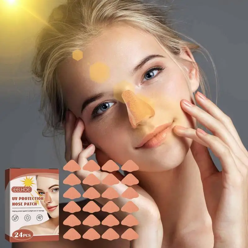 

24pcs UV Protection Nose Patches Sun Protection Nose Guard Stickers Sunblock Face Patch Sunscreen Patches For Outdoor Skin Care
