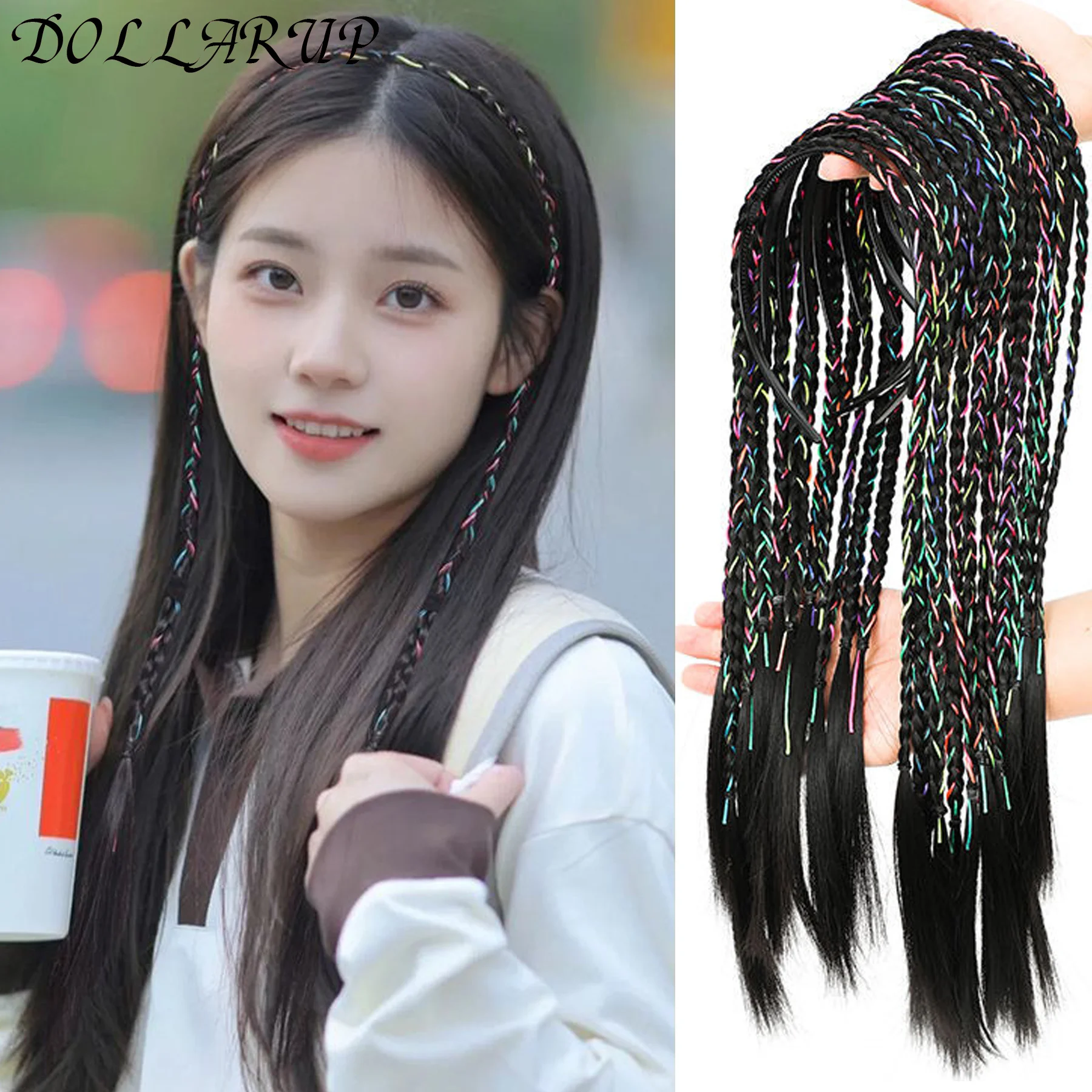 Женский синтетический парик плетеные повязки для волос модные косички