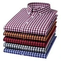 2022 new cotton small plaid shirt gingham grid micro elastic spring and autumn long sleeve youth shirt men shirts men clothing