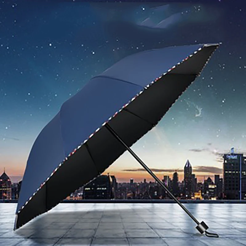 Bär Regenschirm Schwarz Kleber Sonnenschutz Regenschirm Drei-falten Sonnenschutz Regenschirm Anti-uv-Sonne und Regen Dual-use-falten Regenschirm