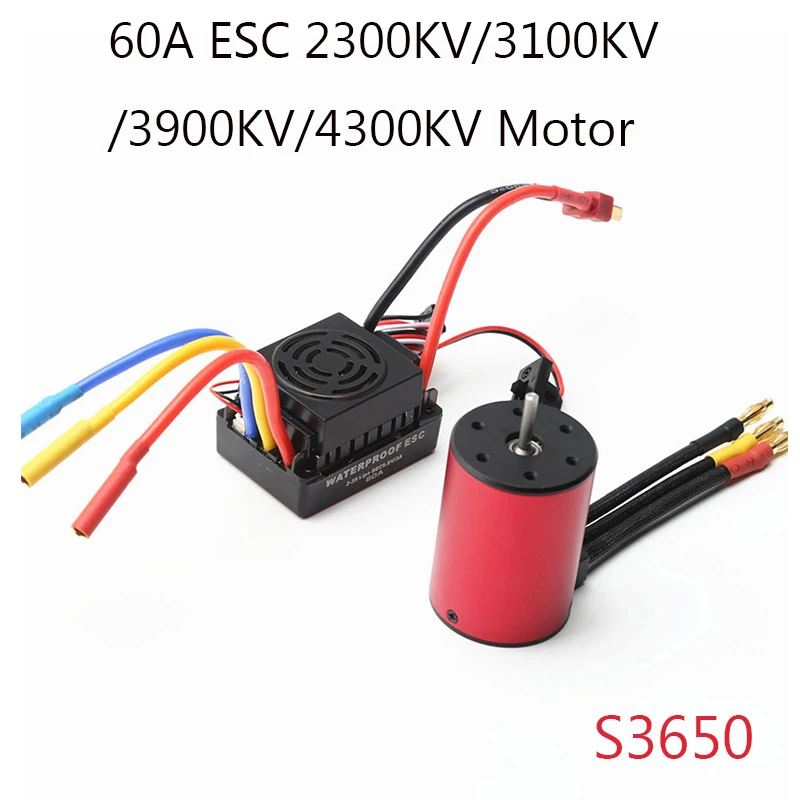 

3900kv 3650 2300kv 3100kv 4300kv 5200kv Brushless Motor 60A ESC Combo Brushless ESC for 1/8 1/10 RC Car Truck Parts Accessories