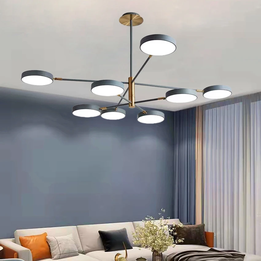 Modern LED Ceiling Lamp European Lighting Living Room Bedroom Ceiling Chandelier Gray/Green/White Wrought Iron Ceiling Lamps