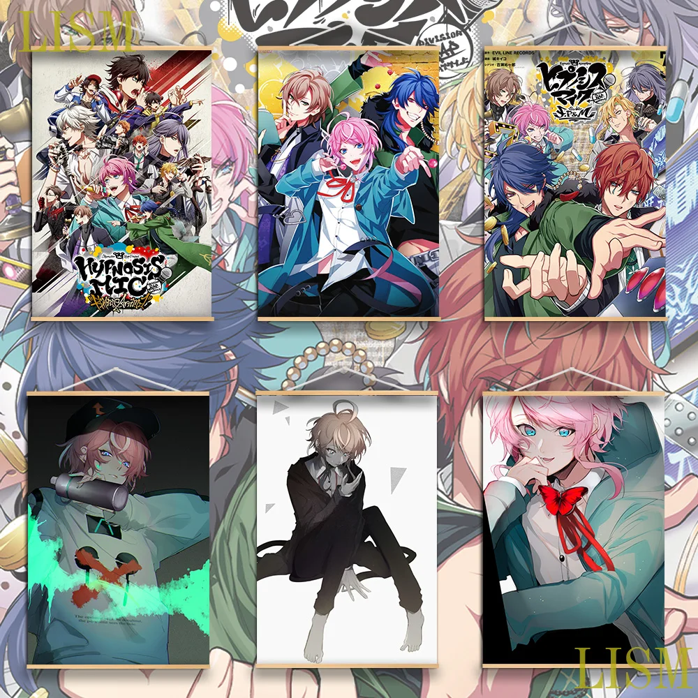 

Anime Poster Hypnosis Mic -Division manga Wall Decoration Prints with solid wood hanging scroll for Room Home Decor