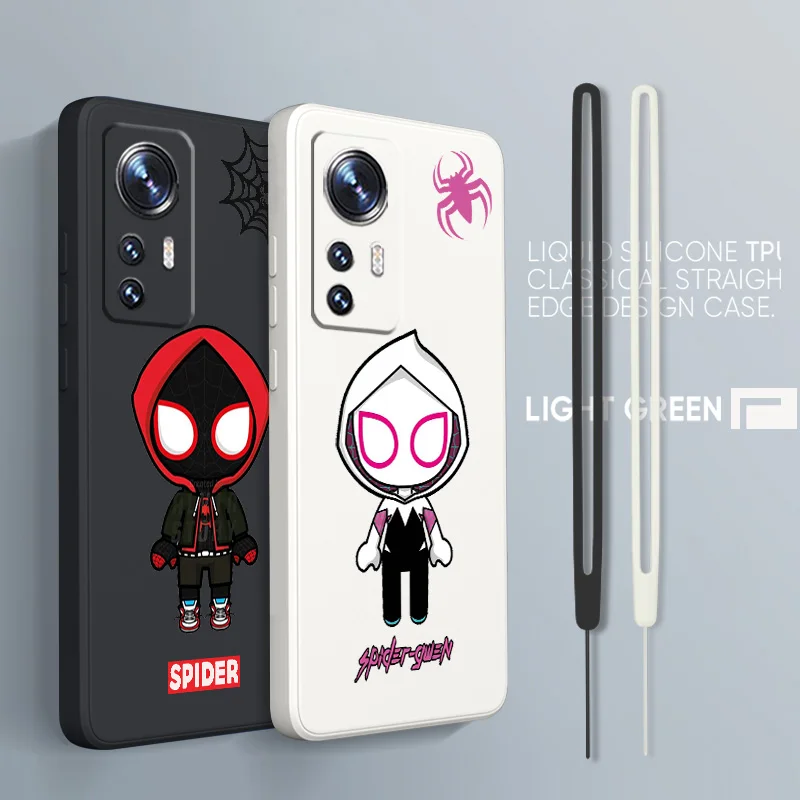 

Marvel SpiderMan Art For Xiaomi Mi 13 12T 11i 11X 10S 10 Pro Lite Ultra 5G Liquid Rope Silicone Phone Case