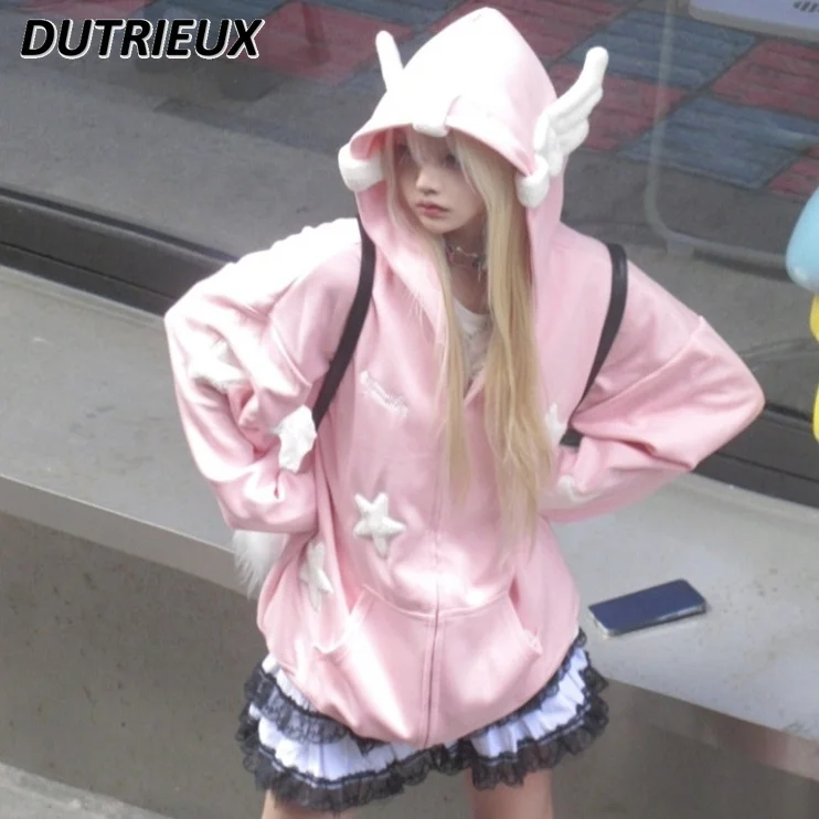 

New Sweet Japanese Style Cute Women's Coats Autumn Cartoon Hooded Jacket Loose Sweatshirt Fashion Casual Hoodies for Women