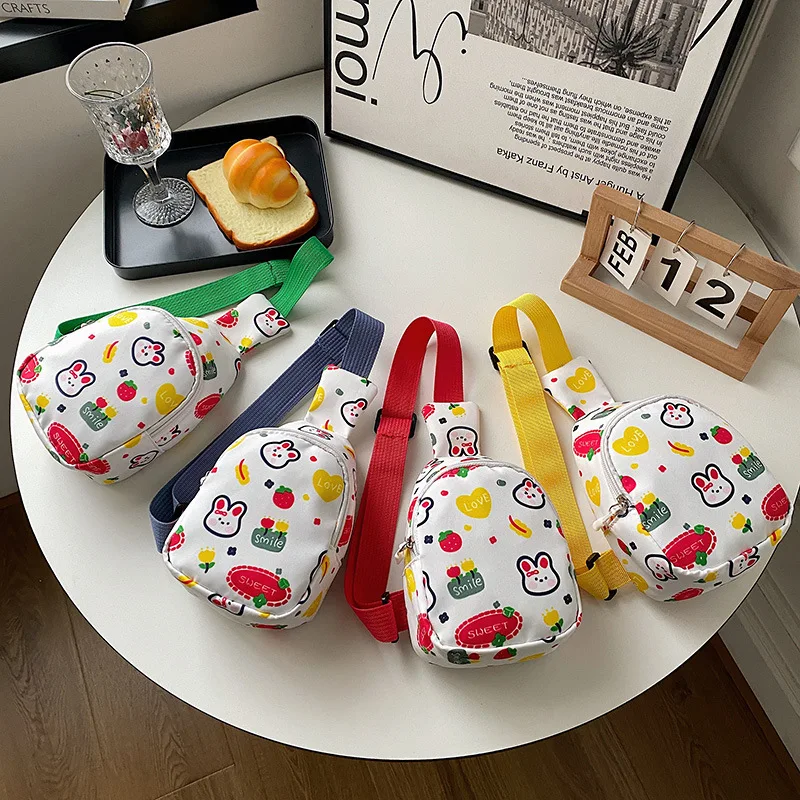

Cartoon Little Rabbit with Hand Gift Chest Bag Cute Girl Heart Canvas Barrel Outdoor Shoulder Bag Trendy Animal Printed Mini Bag