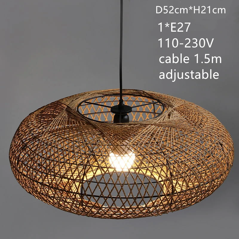 

Room Decor Led Art Chandelier Pendant Lamp Light Handmade Chinese Rattan Simple Asia Country Restaurant Hotpot Shop Farmhouse