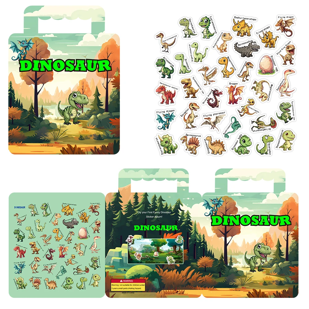 40 шт. многоразовые наклейки-животные в виде динозавров
