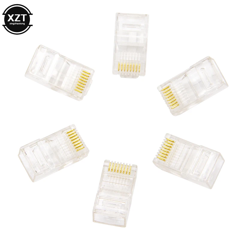 

Cat5 RJ45 Connector Cat5E 8P8C Modular Ethernet Cable Head Plug Gold-plated Cat 5 Crimp Network RJ 45 Connector