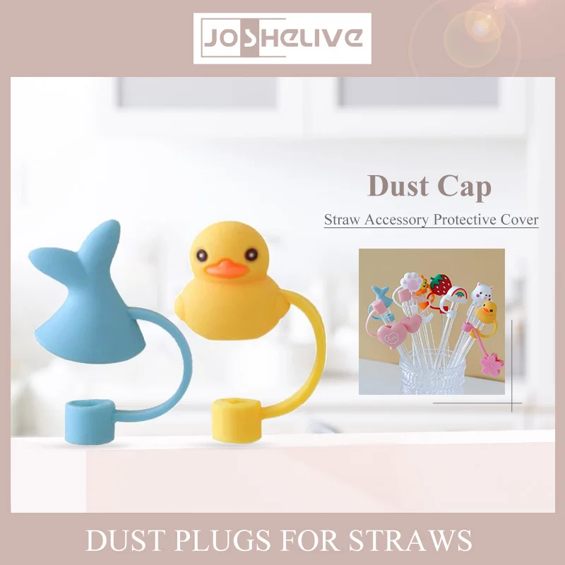 

Cute Silicone Straw Plug Reusable Airtight Drinking Dust Cap Cup Accessories Cartoon Plugs Tips Cover Suit For 6-8mm Straws