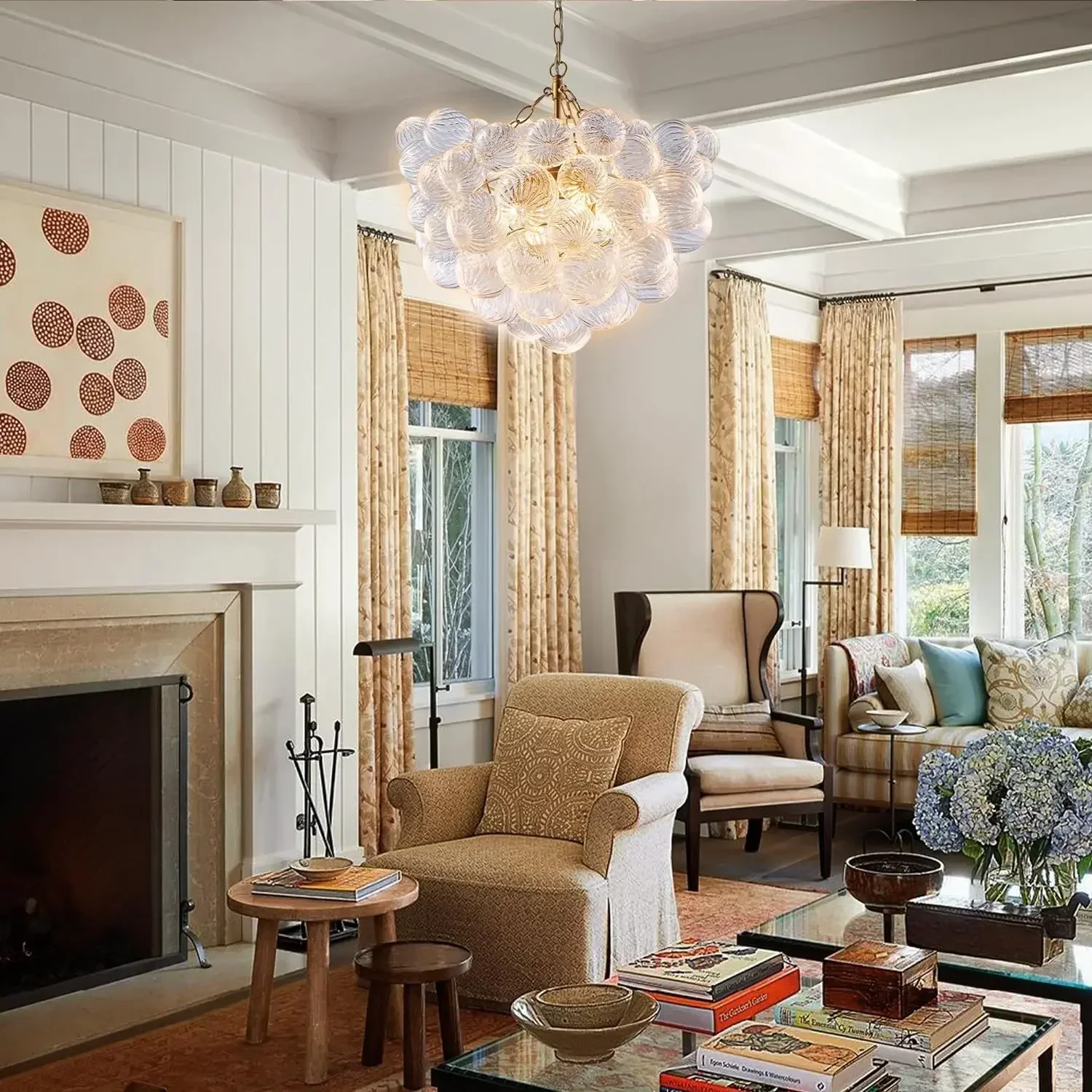 Светодиодные люстры в скандинавском стиле со стеклянными пузырями для спальни