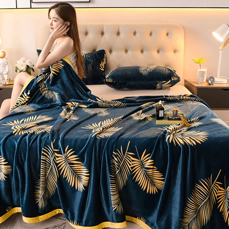 

Thick Double Sided Fleece Soft Bed Blanket Winter Quilt Bedspread Cover Home Hotel King Queen Twin Size Throw Blanket for Sofa