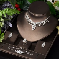 hibride adjustable dubai bridal necklace earring sets for women wedding nigeria zircon crystal dress party jewelry set n 1066