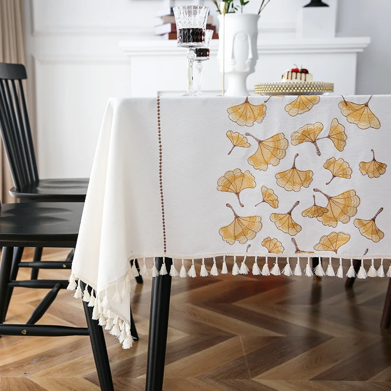 

Cotton and linen oval rectangular tea table fabric tablecloth