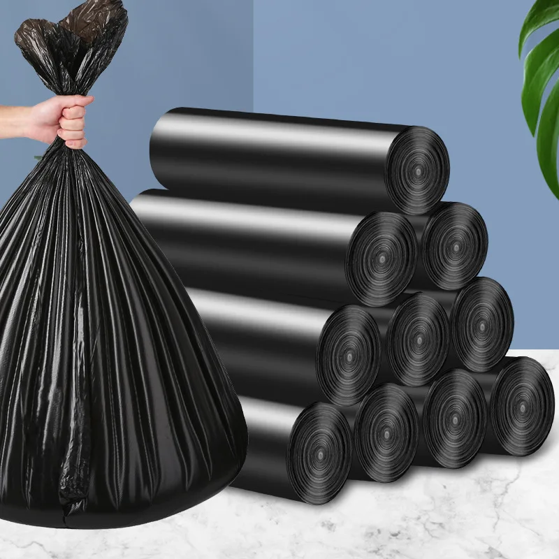 

15Pcs/1Roll Household Garbage Bag Thickened Large Black Trash Bags Disposable Trash Pouch Kitchen Portable Cleaning Waste Bag